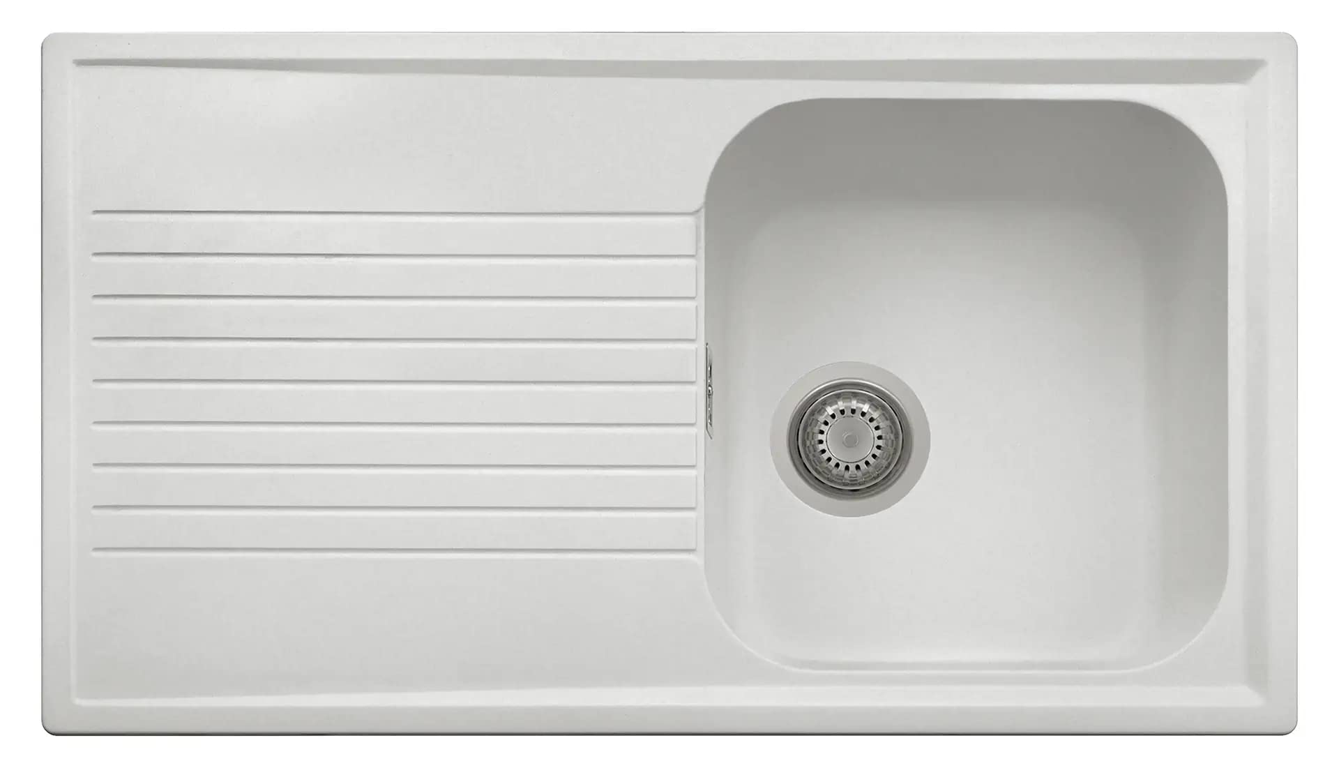 Lavello composito cucina Plados a una vasca più scolapiatti PL0861 (Bianco Polare)