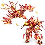 2 in 1 Transforming Phoeni Mecha Robot Building Set，599 PCS Compatible with Lego Ninja Mech STEM Construction Toy for Kids Aged 6+（Phoenix & Mech）