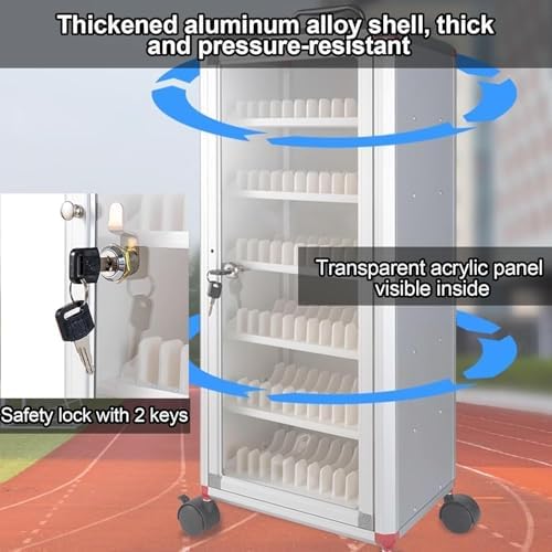 60-Slot Mobile Phone Storage Locker with Wheels - Wall-Mount Cell Phone Lockers for Offices, Classrooms, Gyms - Secure & Convenient Solution for Device Management