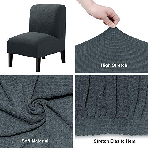 WOMACO Armless Accent Chair Slipcover Stretch Accent Slipper Chair Cover Removable Oversized Big Chair Furniture Protector Slip Cover for Home Hotel (Dark Gray, 1)