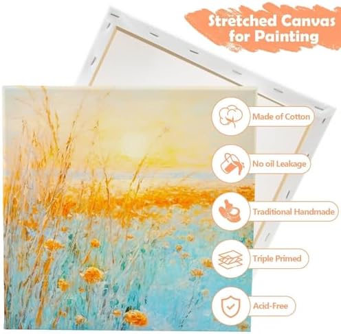 Bild 2 - Leinwand zum Bemalen, 10 Stück Keilrahmen Leinwand Set (40x40 35x35 30x30 25x25 20x20cm), Weiße Leinwände zum bemalen für Acrylfarben Ölgemälde, Canvas für Anfänger und Künstler