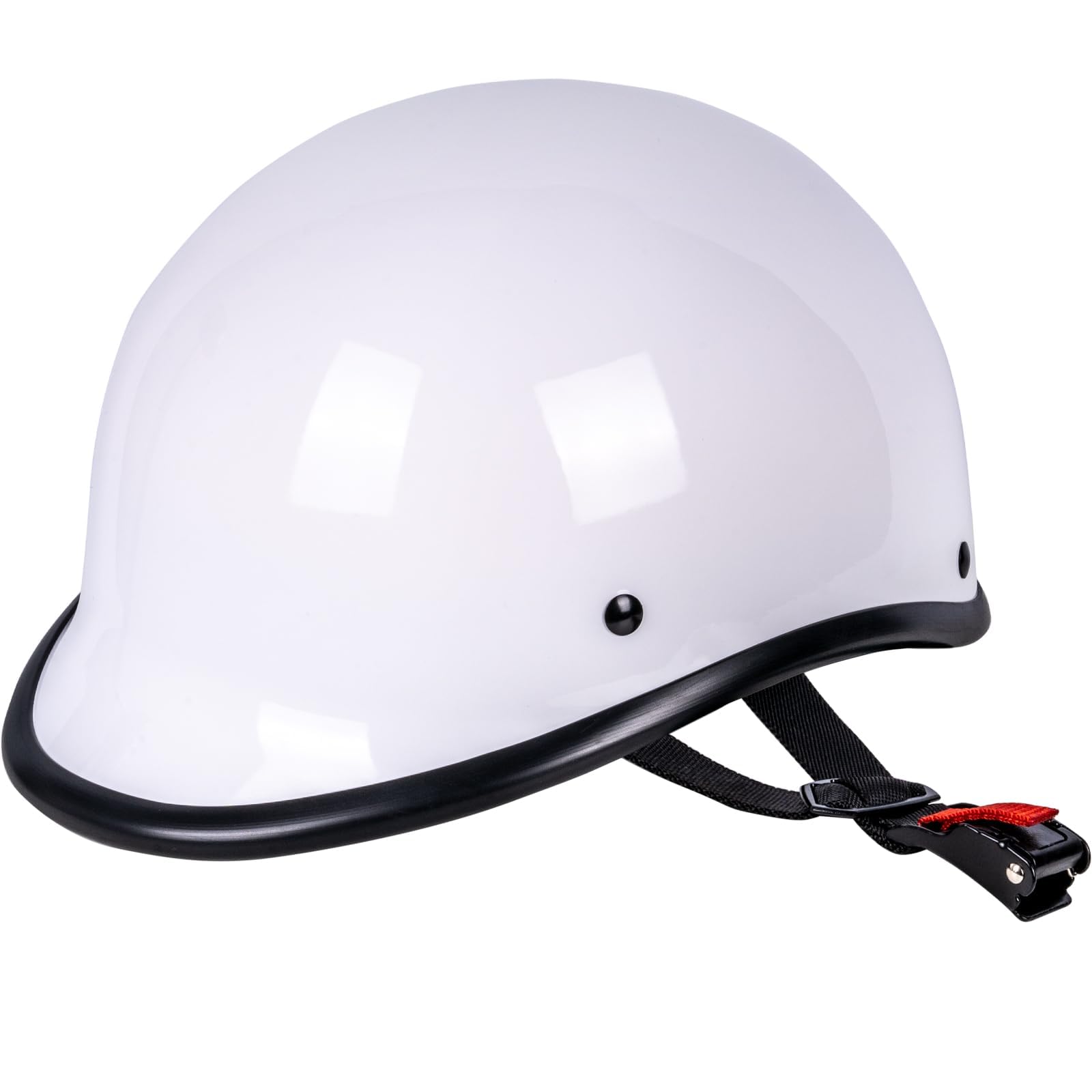 Yesmotor Low Profile Motorcycle Half Beanie Helmet-DOT Approved( White,S)