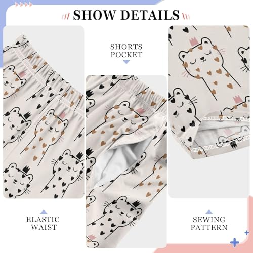 Princess Cat with Love Boys Long Pants Soft Trousers Elastic Waist Kids Lounge Bottoms with Pockets S-XL4