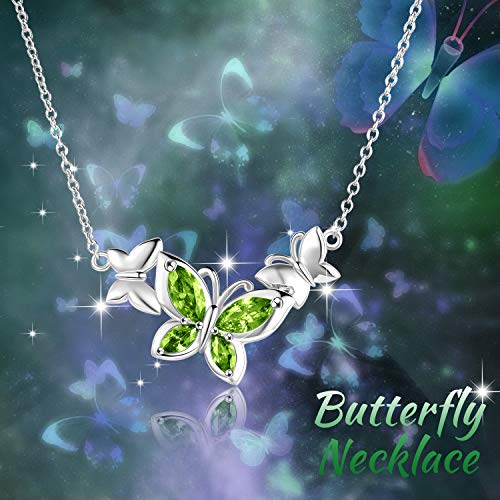 Winnicaca Butterfly Necklace 925 Sterling Silver Butterfly Birthstone Jewelry Butterfly Pendant Choker With August Birthstone Created Peridot Gifts For Women Teen Girls Birthday Mothers Day Gifts #TOP5