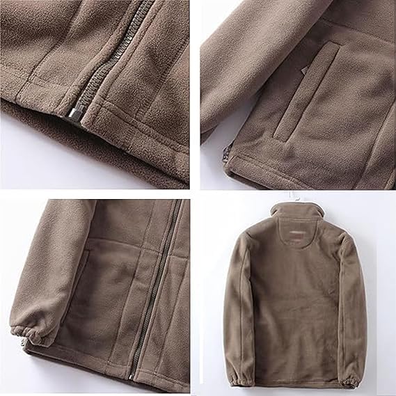 Men’s Double-Layer Fleece Jacket, Winter Unisex Full Zip Double-Layer Warm Polar Fleece Sport Jackets with Pockets4