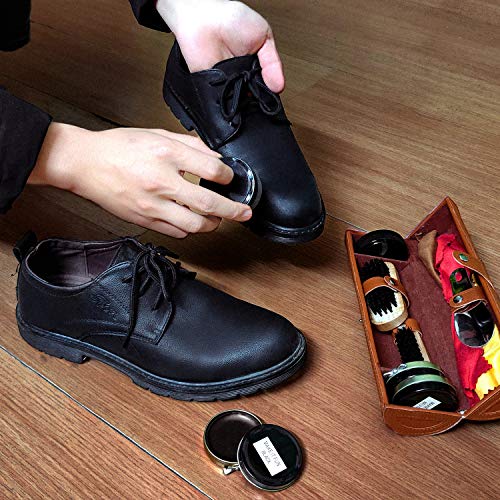 12-Piece Travel Shoe Shine Brush kit Shoe Shine Kit with PU Leather Sleek Elegant Case