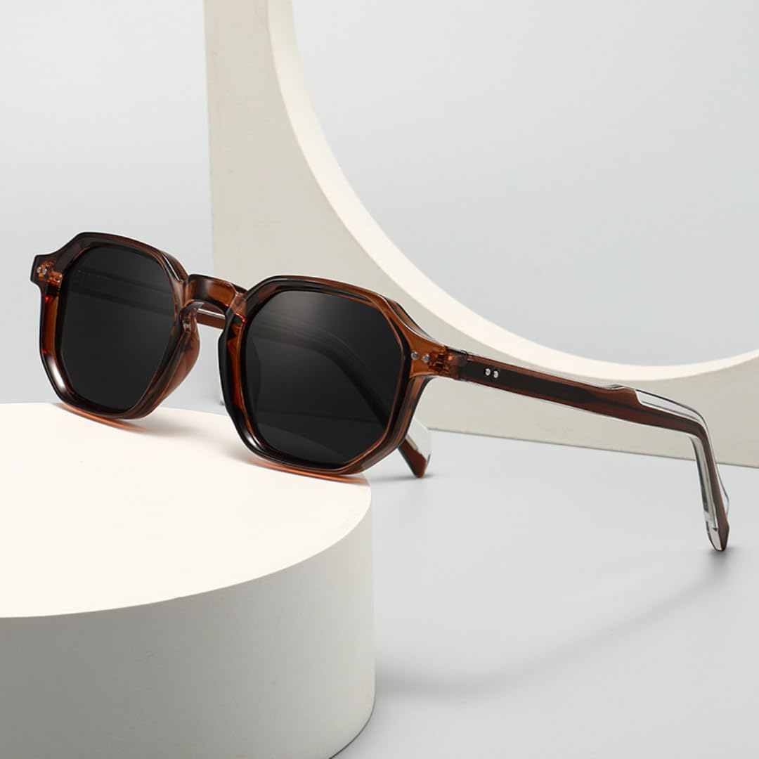 Gafas de sol polarizadas para hombre, estilo retro con remaches, color azul verdoso, protección UV400 para mujer.