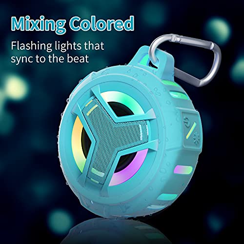 Image of EBODA Shower Speaker Bluetooth Waterproof Portable Teen Boy Girl Gift Ideas | IPX7 Wireless Small Speakers, 24H Playtime with RGB Light for Kids, Travel, Camping Gear, River Floating Essentials-Sky Blue