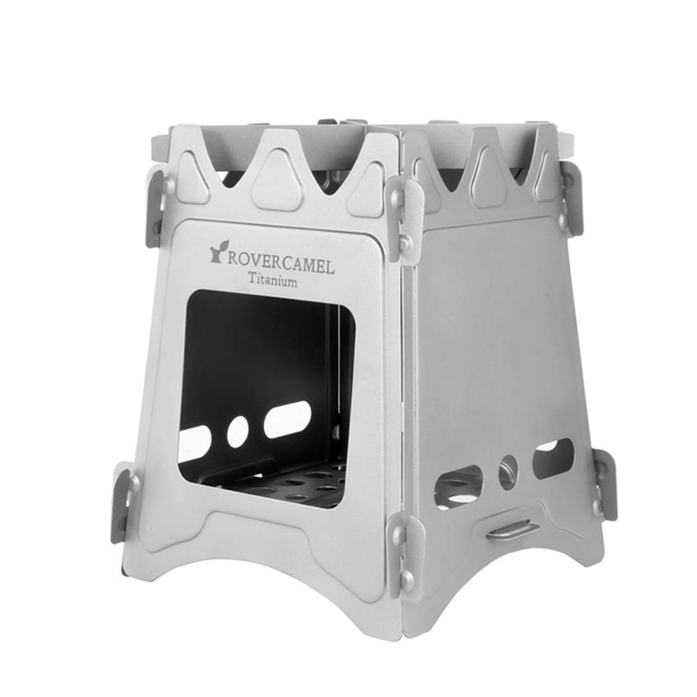 Lixada Camping Titanium Houtkachel Ultralichte Opvouwbare Kampkachel Met Alcohol Tray Draagbare Outdoor