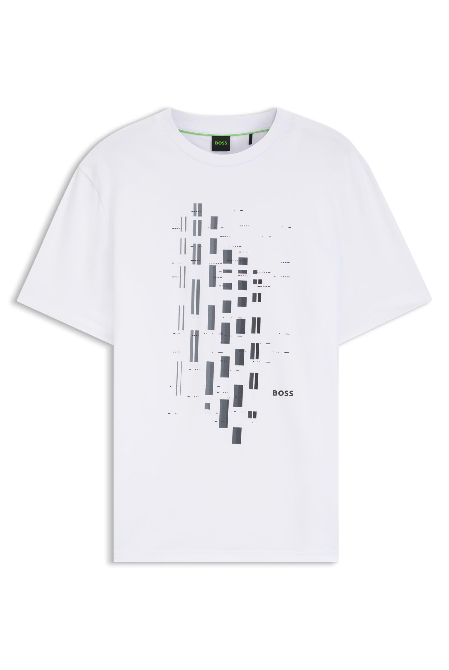 BOSS Mens HBG GRX Degradé Geometric Print T-Shirt Cotton White L