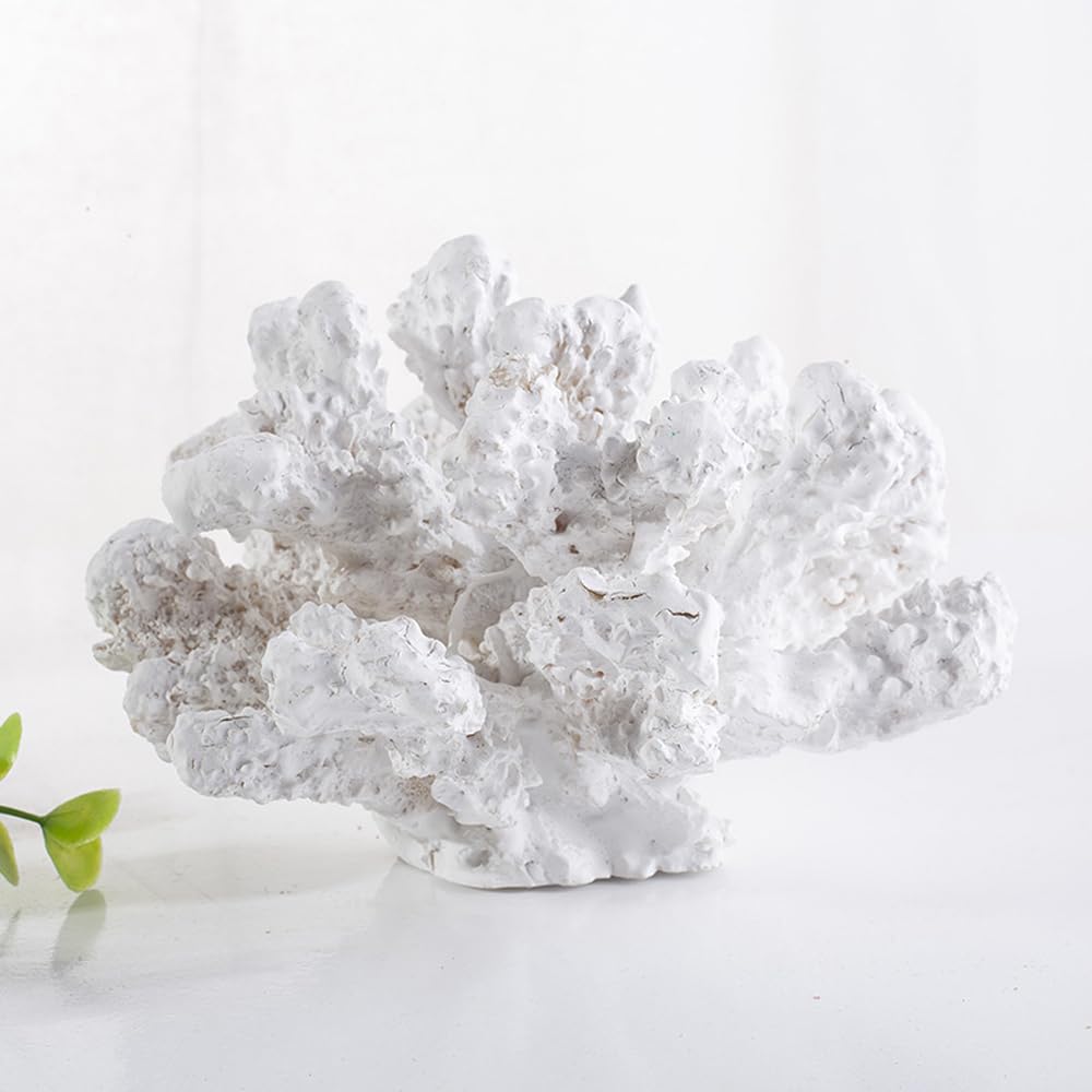 VGUEMVGW Artificial Aquarium Coral Ornament Plastic Fish Tank Plants Decoration for Aquarium Landscape，Aquarium Decoration Cave, Resin Coral，Jellyfish (Medium White Coral), ZY-3331