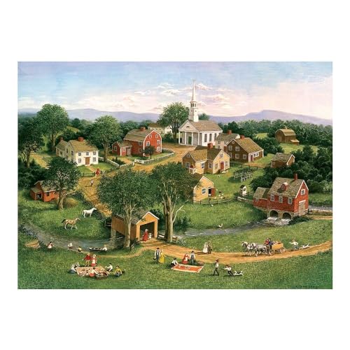 Cobble Hill 1000 Piece Puzzle - Picnic by The Bridge - Sample Poster Included