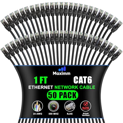 Câble Ethernet Cat6 RJ45 0,3m Maximm CDL Micro pour connexion LAN sans latence lot de 50