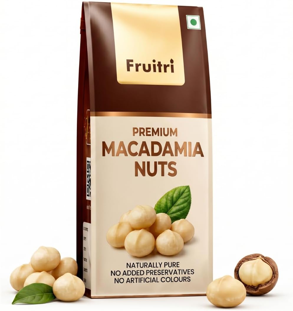Fruitri Premium Macadamia Nuts ๏ฟฝ 100g, Natural, Rich & Buttery | Perfect for Snacking, Baking & Keto Diet | Healthy, Crunchy & Nutrient-Packed Dry Fruits