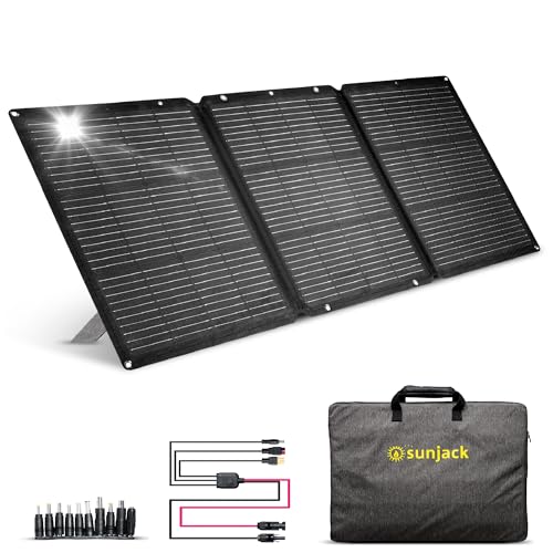 Panel solar 120W SunJack portátil, cargador solar MC4, USB-C y USB-A plegable 2