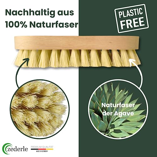 zederle Scheuerbürsten mit ergonomischem Griff aus Buchenholz (2 Stück) Harte & weiche Borsten, Wurzelbürsten für perfekte Reinigung, Putzbürste, Hand Schrubber, plastikfreies Naturprodukt