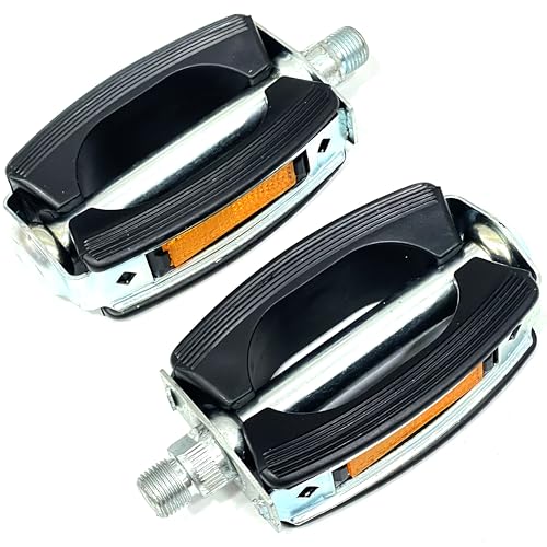 Pedales para Bicicleta Clasica Retro Vintage con Bloque de Goma y Rodamientos Color Negro 513445