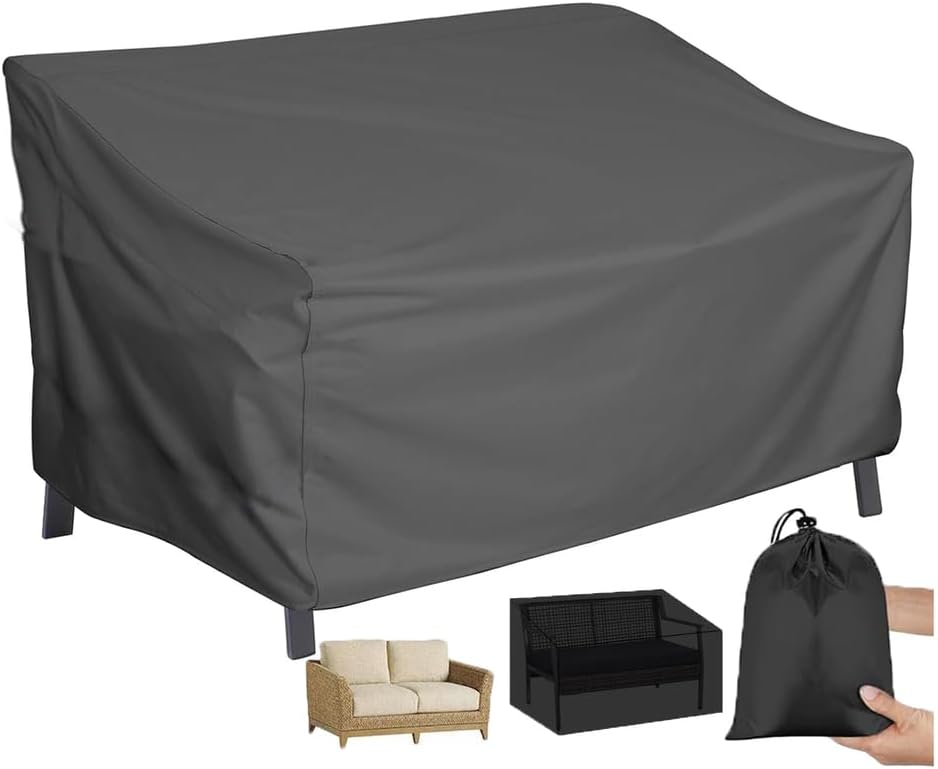 Patio Loveseat Cover Waterproof,1/2/3/4-Seater Patio Bench Cover Outdoor loveseat Furniture Covers for Outdoor Furniture Loveseats/Glider/Sofa,Grey,52.8x26x35in