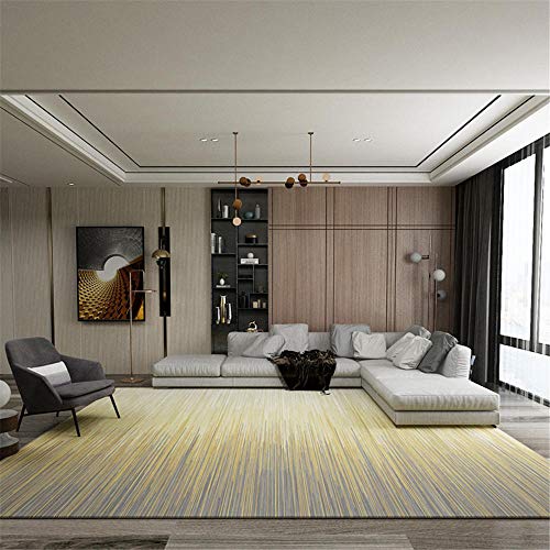 Alfombras Salon 160X230 Pelo Corto Rayas Amarillas Marca Kunsen
