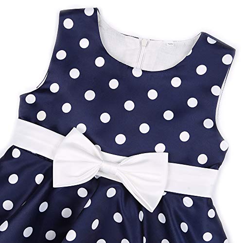 Cichic Girls Dresses 7-8 Puffy Retro Rockablilly Polka Dots Ruffle Layered Semi Formal Gowns Blue #TOP3