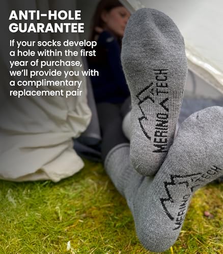 Image of Merino Wool Socks for Men and Women Hiking Merino Wool Boot Socks Thermal Warm Crew Style Work