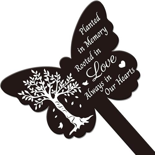 Vista 39 de GLOBLELAND Estaca de jardín con ángulos de mariposa, estaca conmemorativa para cementerio, estaca acrílica para tumba, impermeable, estaca de jardín