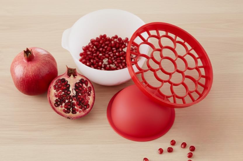 Puno Pomegranate Peeler, Red, Plastic, Manual, Dual Function Peeling and Seed Extraction-image-9