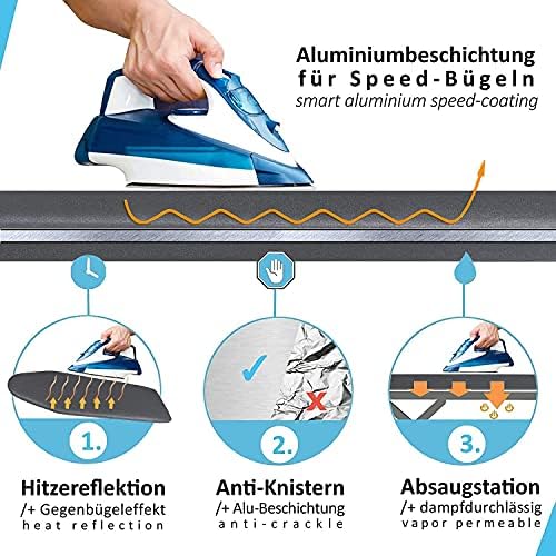 Ironing Board Cover,Ironing Board Covers 125x46cm for Steam Irons,Ironing Cover Replacement Iron Board Cover with Thick Padding,Durable Foam 3 Layers Iron Board Covers,Easy-Fit,100% Cotton,Gray