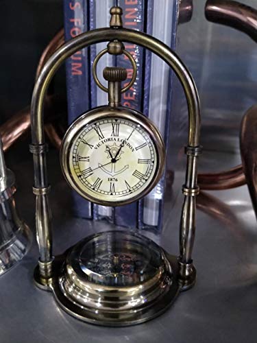 Vintage Brass Desk Clock, Shelf Clock Display Compass, Nautical Navy Personalized Souvenir Compass, Directional Pocket Watch For Bedroom, Kitchen, Office Decorative Art, Gift For Loved Ones #TOP1