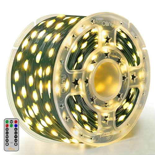 Ollny LED Lichterkette Weihnachtsbaum Außen 100m 1000 LED IP67 Grünes Kabel