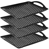 MUKLEI 4 Pcs Rectangle Anti-Slip Food Serving Tray with Handles, Plastic Food Serving Tray Drink Tra
