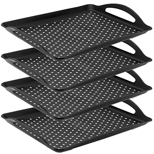 Muklei 4 Pcs Rectangle Anti-Slip Food Serving Tray With Handles, Plastic Food Serving Tray Drink Tray For Appetizer, Fruit, Dessert, Party, Breakfast #TOP15