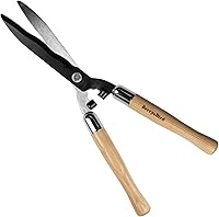 Berry&Bird 19.88" Heavy Duty Hedge Shears - Forged Carbon Steel Wavy Blades, Shock-Absorbing Ash Wood Handles for Bush Trimming