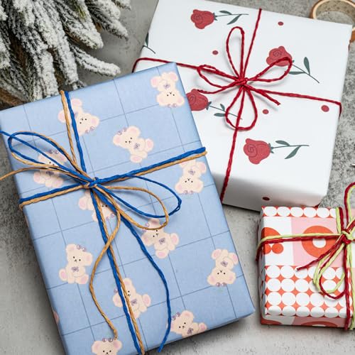 6 Bündel x 10 Meter Papierband, mehrfarbige Papierschnur, farbige Papierkordel, dekorative Bastelschnur, Papierstreifen für Geschenkverpackung, Verpackung, Festival, Party-Dekoration (March)