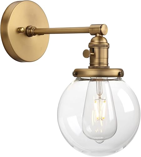 Phansthy Lámpara de pared industrial antigua con pantalla de cristal de 5.9 pulgadas (antigua)