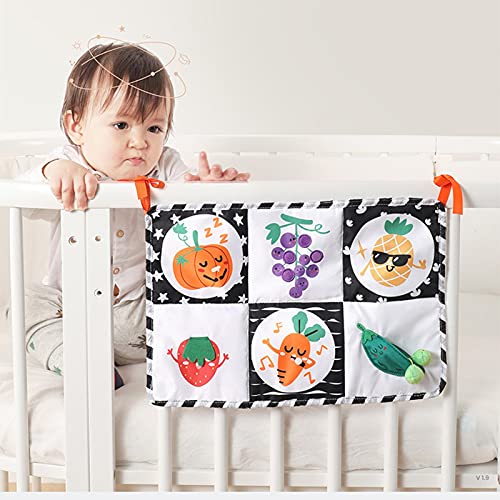 Mimei Baby-Kinderbett schwarz weiß hängend Spielzeug – Weiche Stoffform Buch – Krippe Spielmatten Hoher Kontrast doppelseitig – Bodenspiegel Bücher Buchstaben Zahlen Tiere für Neugeborene - Image 4