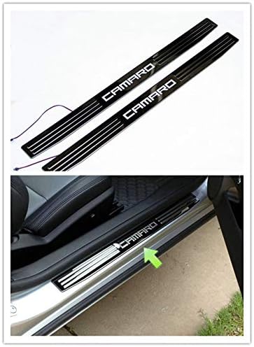 Highitem 2Pcs LED Light Illuminated Door Sill Scuff Plate Cover for GM Chevy Chevrolet Camaro 2010-2016 (Yellow Color Led)