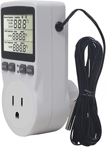 Miniatura 2 de KETOTEK Termostato digital enchufe controlador de temperatura Toma de corriente 120V Calefacción Control de enfriamiento 110V 15A Celsius Fahrenheit