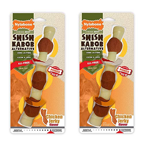 Nylabone 2 Pack of Shish Kabob Alternative Power Chew Toys, X-Large, Chicken Jerky Flavor -  NSCJ305P