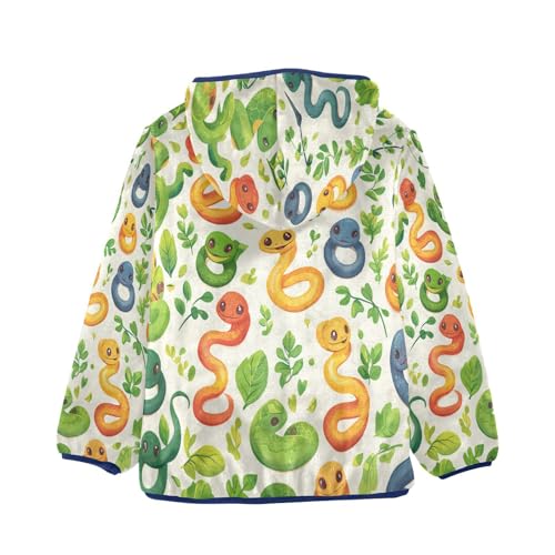 Cute Colorful Snake Pattern Toddler Fleece Jacket Girl Boys Hooded Fleece Jacket Coat Warm Outwear Zip-up 3-10T2