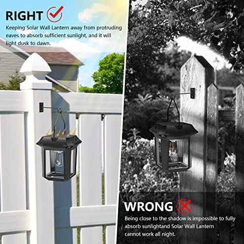 Lepwings Solar Wall Lanterns, Waterproof Outdoor Lights, 2 Pack, Wireless Aluminum Anti-Rust Outdoor Lamps, Dusk To Dawn Hanging Led Solar Lantern For Patio Decorative Fence Front Porch And Garden #TOP3