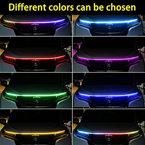Image of AutoBizarre Multicolor 70 inch (1.8 Meters) Flexible Waterproof Car Hood Strip DRL Light Daytime Running Light with App & Remote Control (works with all cars)