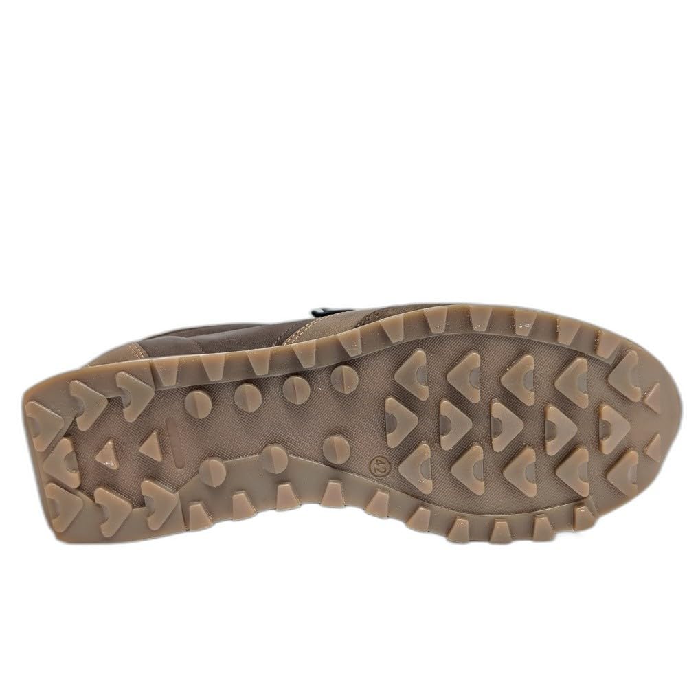 848 Ante Cacao: Zapatilla Hombre marrón. Nylon y Ante, Forro de Cuero, Plantilla Acolchada extraíble, Cordones elásticos y Suela Goma Antideslizante.