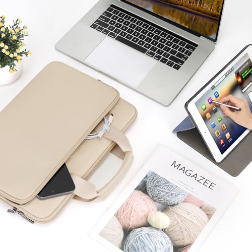 Funda para portátil de 15.6 pulgadas DOMISO beige elegante con acabados de alta fidelidad 3