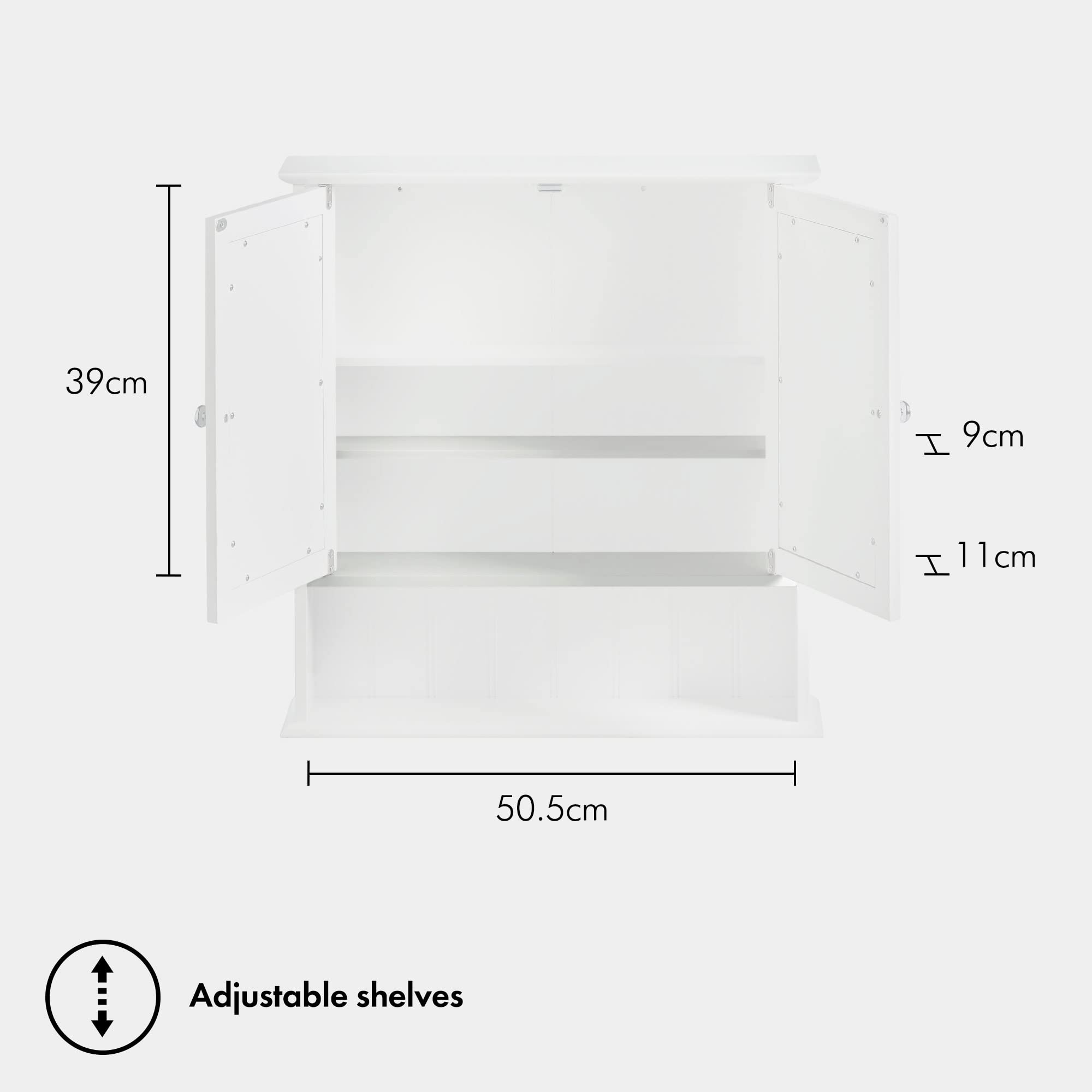 Buy VonHaus Bathroom with Mirror White 2 Door Wall Mounted