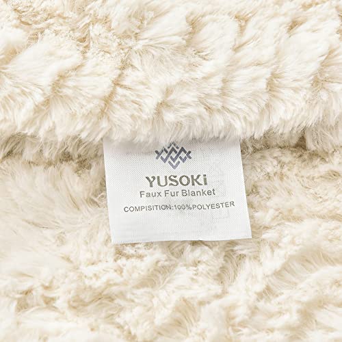 Yusoki Luxury Faux Fur Twin Xl Blanket(63"X90",Without Pillows),Soft Fuzzy Fluffy Cozy Blanket Plush Furry Comfy Warm Blanket For Couch Bed Chair Sofa Bedroom Women Teen Girls Gift(Ivory,63"X90") #TOP5