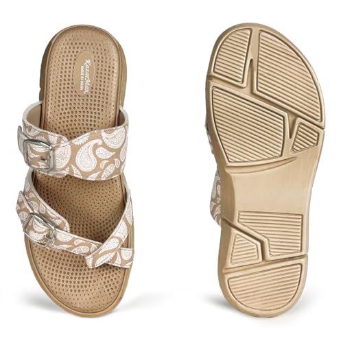 Image of KazarMax Women Magnolia Lightweight Double Strap | Cushioned | Bounce Back | Comfortable Flat Sandals