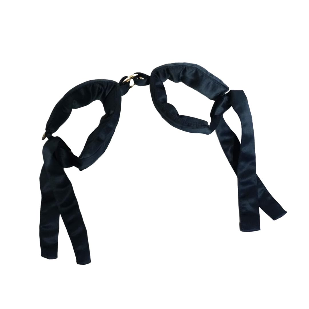 MYMUSE Handcuffs - Role Play Costume Accessories, Hathkadi with Adjustable Ties, Quick Release Ring & Plush Cushioning|Gifting, Couples, Anniversary, Wedding, Dating Games, Bachelorette Party, Blue