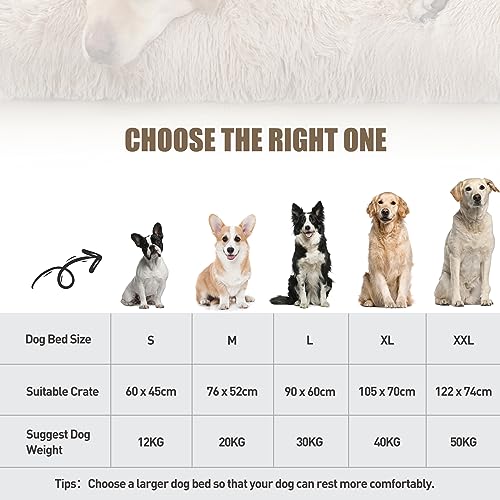 KSIIA Hundebett Grosse Hunde Waschbar, Plüsch Hundekissen flauschig, 90x60cm, rutschfeste Unterseite, Hundematte für große, mittelgroße Hunde, Hundekorb Hundematratze Haustierbett Khaki