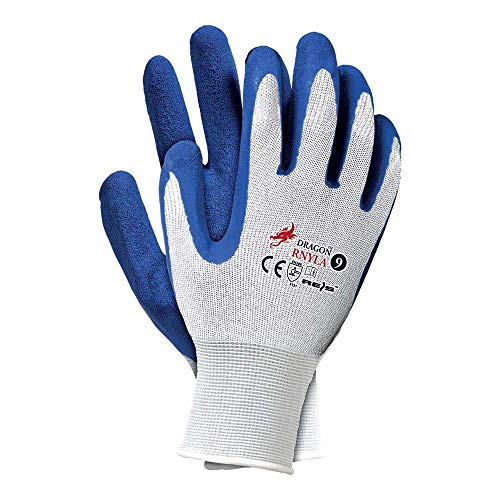 Reis RNYLA10 Dragon Schutzhandschuhe, Weiß-Blau, 10 Größe, 12 Stück